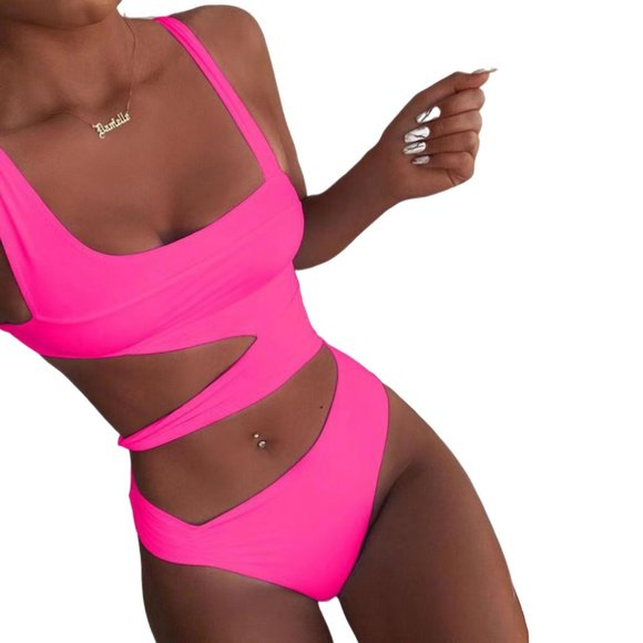 Bandage Cut-Out Knotted One-Piece Swimsuit in Rose Pink - Picture 9 of 9